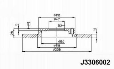 J3306002 NIPPARTS Тормозной диск