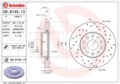 0991451X BREMBO Тормозной диск