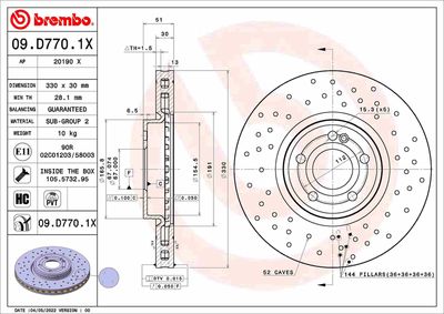 09D7701X BREMBO Тормозной диск