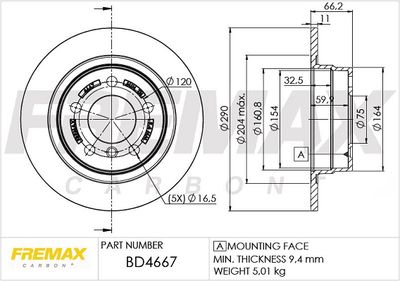 BD4667 FREMAX Тормозной диск