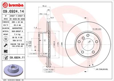 09692411 BREMBO Тормозной диск