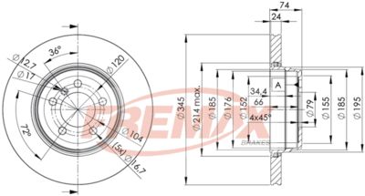 BD3409 FREMAX Тормозной диск