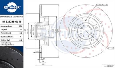 RT3282BSGLT5 ROTINGER Тормозной диск