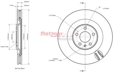 6110875 METZGER Тормозной диск