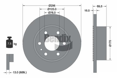 BDS1393 BENDIX Braking Тормозной диск