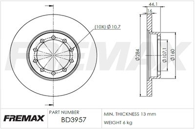 BD3957 FREMAX Тормозной диск