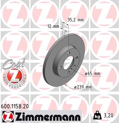 600115820 ZIMMERMANN Тормозной диск