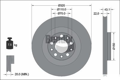 BDS2291 BENDIX Braking Тормозной диск