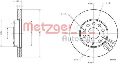 6110809 METZGER Тормозной диск