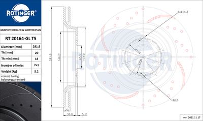 RT20164GLT5 ROTINGER Тормозной диск