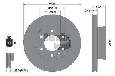 BDS1022 BENDIX Braking Тормозной диск