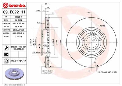 09E02211 BREMBO Тормозной диск