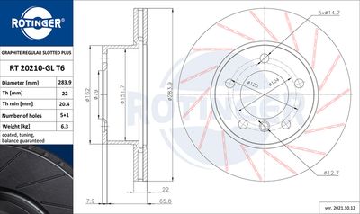 RT20210GLT6 ROTINGER Тормозной диск