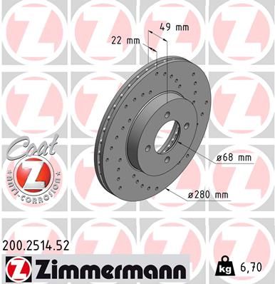 200251452 ZIMMERMANN Тормозной диск