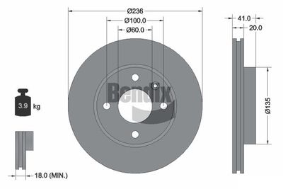 BDS1931 BENDIX Braking Тормозной диск