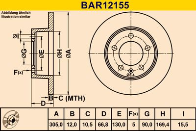 BAR12155 BARUM Тормозной диск