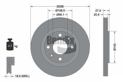 BDS1042 BENDIX Braking Тормозной диск