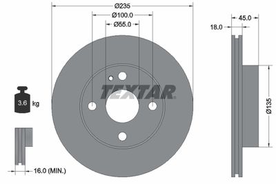 92061500 TEXTAR Тормозной диск