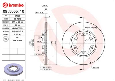 09505510 BREMBO Тормозной диск