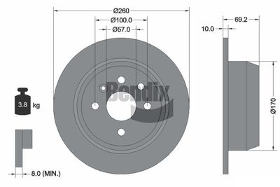 BDS2059 BENDIX Braking Тормозной диск