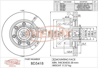 BD5418KT FREMAX Тормозной диск