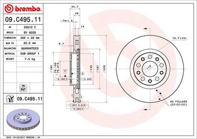 09C49511 BREMBO Тормозной диск