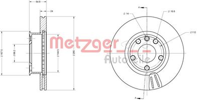 6110484 METZGER Тормозной диск