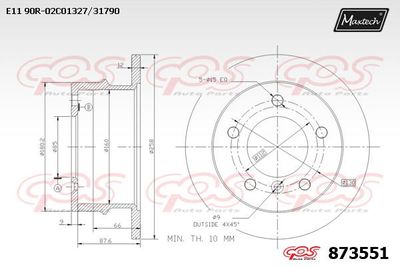 873551 MAXTECH Тормозной диск