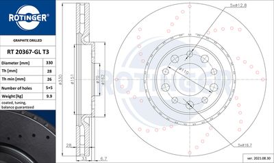 RT20367GLT3 ROTINGER Тормозной диск