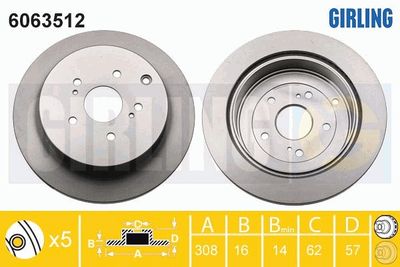 6063512 GIRLING Тормозной диск