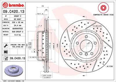 09C42013 BREMBO Тормозной диск