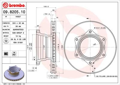 09820510 BREMBO Тормозной диск