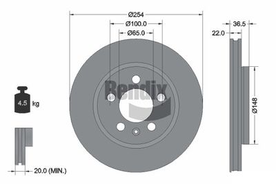 BDS2260 BENDIX Braking Тормозной диск