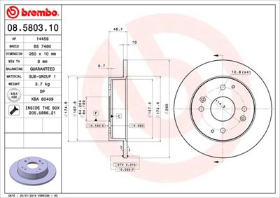 08580310 BREMBO Тормозной диск