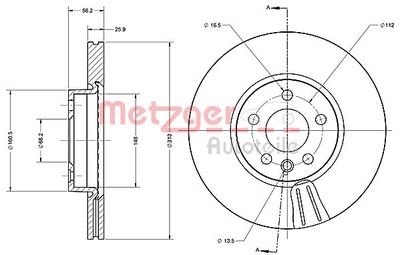 6110379 METZGER Тормозной диск