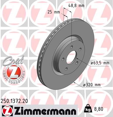 250137220 ZIMMERMANN Тормозной диск