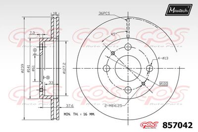 857042 MAXTECH Тормозной диск