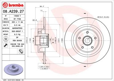 08A23927 BREMBO Тормозной диск