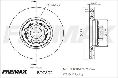 BD0302 FREMAX Тормозной диск