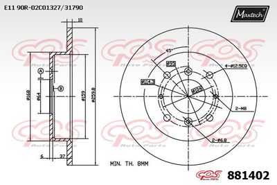 881402 MAXTECH Тормозной диск