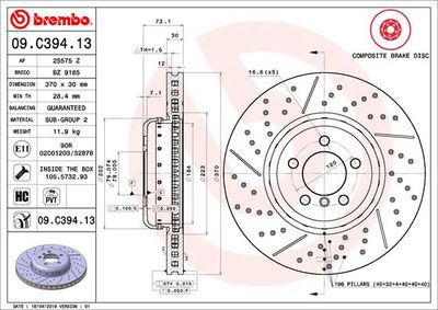 09C39413 BREMBO Тормозной диск