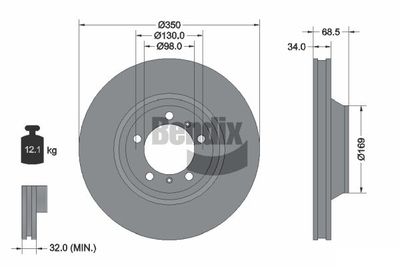 BDS2210LHC BENDIX Braking Тормозной диск