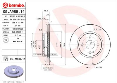 09A96811 BREMBO Тормозной диск
