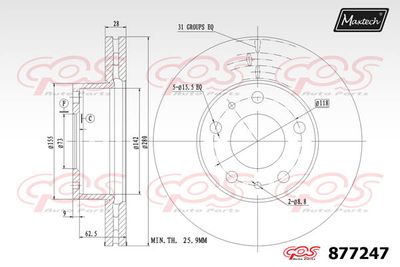 877247 MAXTECH Тормозной диск