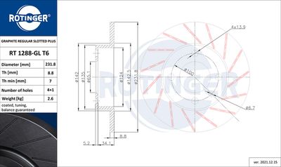 RT1288GLT6 ROTINGER Тормозной диск