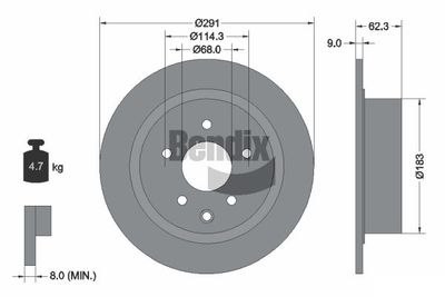 BDS1195 BENDIX Braking Тормозной диск