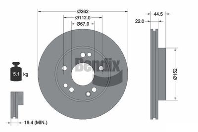 BDS1511 BENDIX Braking Тормозной диск