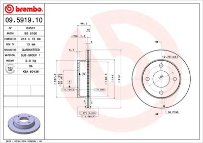 BS8160 BRECO Тормозной диск