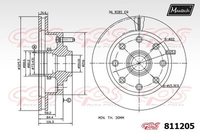 811205 MAXTECH Тормозной диск