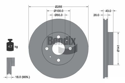 BDS1326 BENDIX Braking Тормозной диск